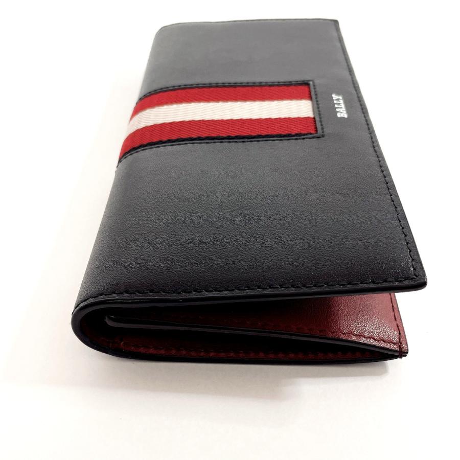 BALLY ブラックレザー 長財布 ストライプデザイン BALLY ブラックレザー 長財布 ストライプデザイン BALLY ブラック