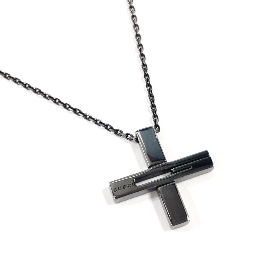 GUCCI（グッチ） ネックレス カットアウト G クロス ブラックロジウム