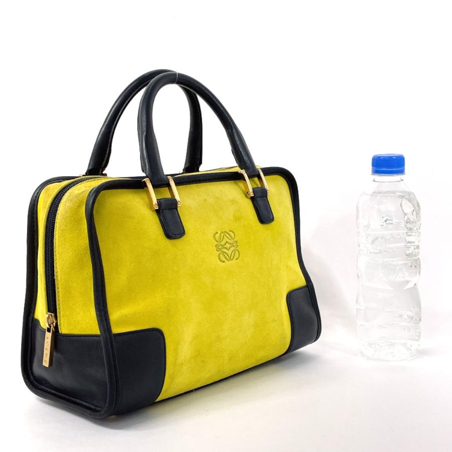 超美品LOEWE イエロー ハンドバッグ　アマソナ28　エナメル LOEWE（ロエベ） ハンドバッグ アマソナ 28 スウェード/レザー