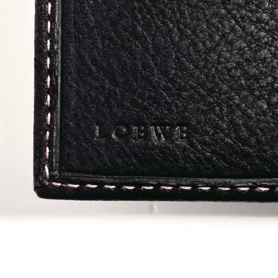 LOEWE ロエベ 二つ折り財布 がま口 アナグラム レザー ブラック LOEWE ロエベ 二つ折り財布 がま口 アナグラム レザー ブラック