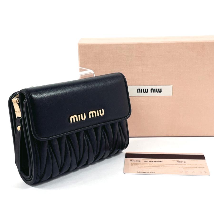 miu miu（ミュウミュウ） 二つ折り財布 5ML002 マテラッセ レザー