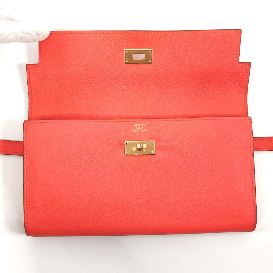 ipo　エルメス　ケリー ウォレット　ヴォーエプソン　財布　長財布　ピンク HERMES - エルメス ケリーウォレット ロング 二つ折り長財布 ヴォー