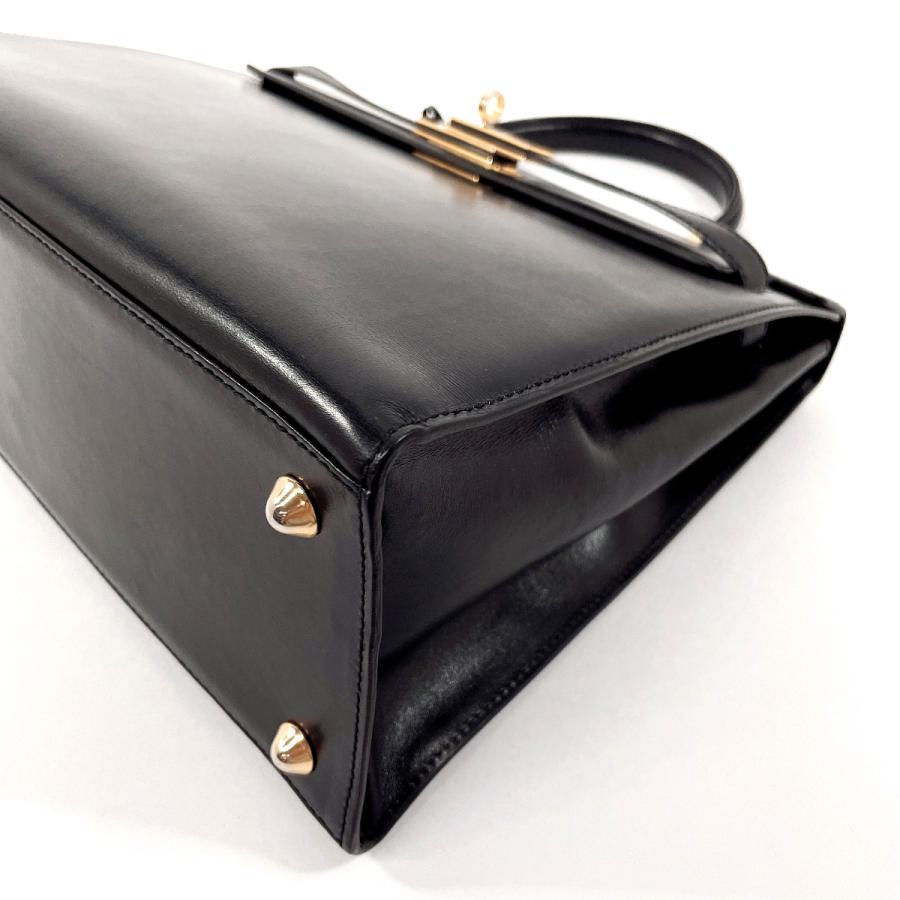 美品✨バリー ハンドバッグ Wポケット Bロゴ レザー 本革 自立型 ブラック Bally（バリー） ハンドバッグ ケリー型 レザー ブラック ヴィンテージ