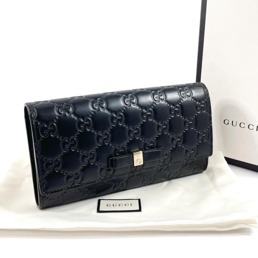 グッチ 長財布 388679 黒 リボン レザー GUCCI（グッチ） グッチシマ リボン 長財布 388679 ブラック レザー