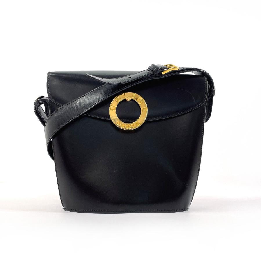 【美品】CELINE セリーヌ ヴィンテージサークルロゴブラック レディース CELINE - CELINE セリーヌ ヴィンテージ サークルロゴ ブラック 黒