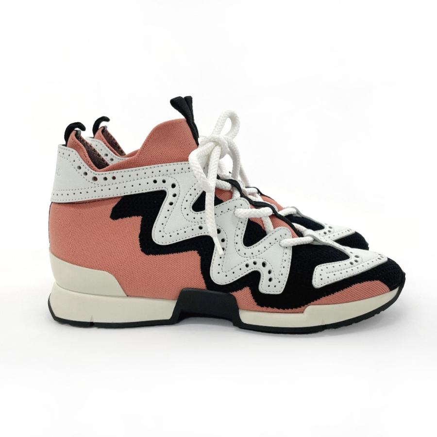HERMES（エルメス） スニーカー レザー/キャンバス ピンク ブラック
