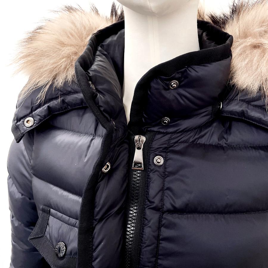 MONCLER ダウンジャケット ROMNEY タヌキファー ブラック ベルト MONCLER ダウンジャケット ROMNEY タヌキファー ブラック ベルト