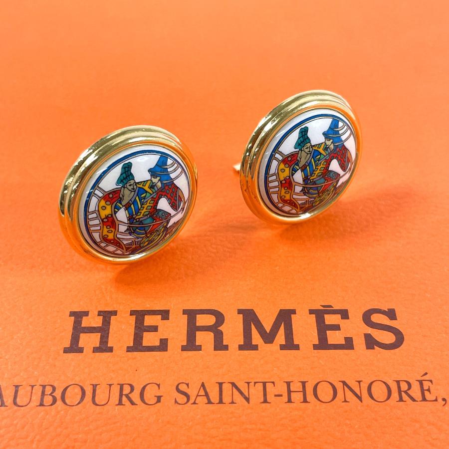 HERMES（エルメス） イヤリング クリップ式 ラウンド型 エマイユ 七宝