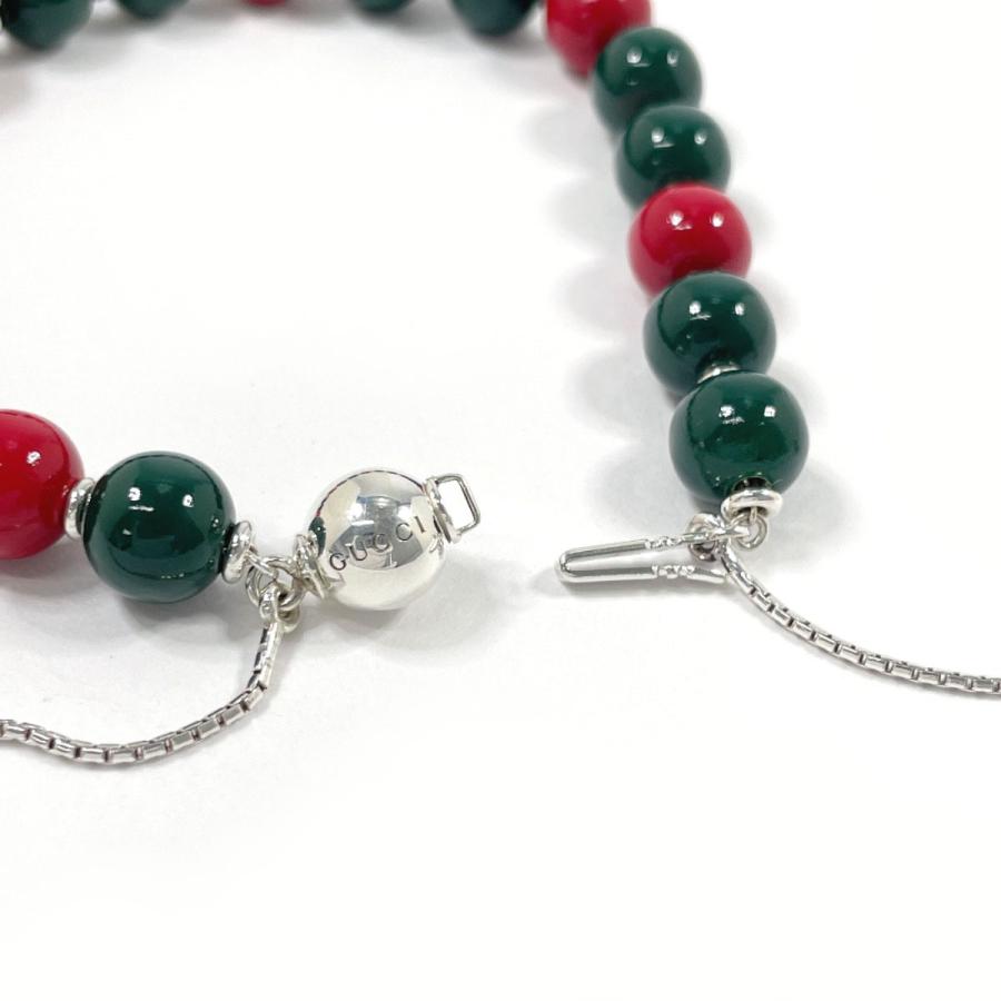 GUCCI グッチ ブレスレット メタル ウッドビーズ シルバー レッド