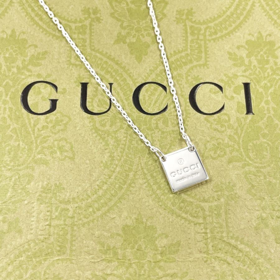 GUCCI（グッチ） ネックレス スクエア ロゴプレート シルバー925