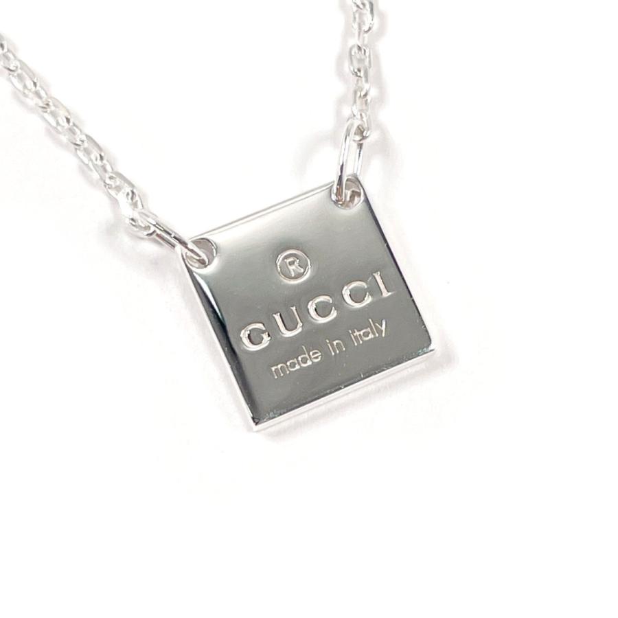 GUCCI（グッチ） ネックレス スクエア ロゴプレート シルバー925