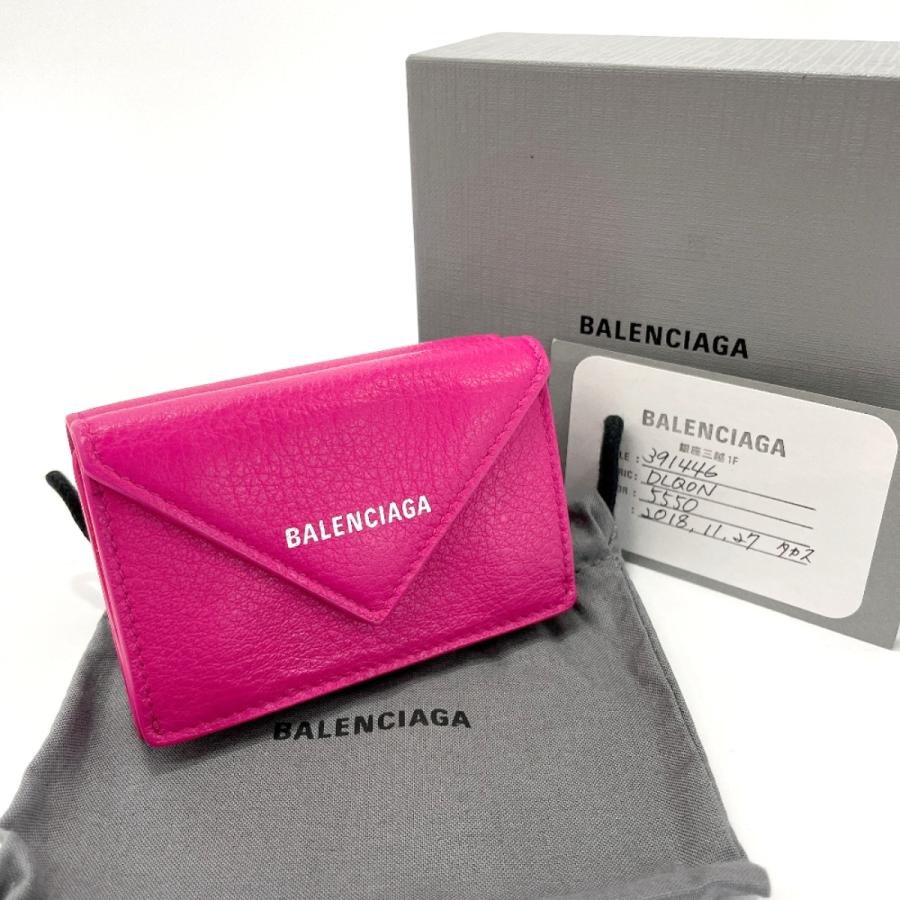 バレンシアガ 3つ折り財布 391446 ピンク BALENCIAGA（バレンシアガ） 391446 ペーパー ミニウォレット 財布 三