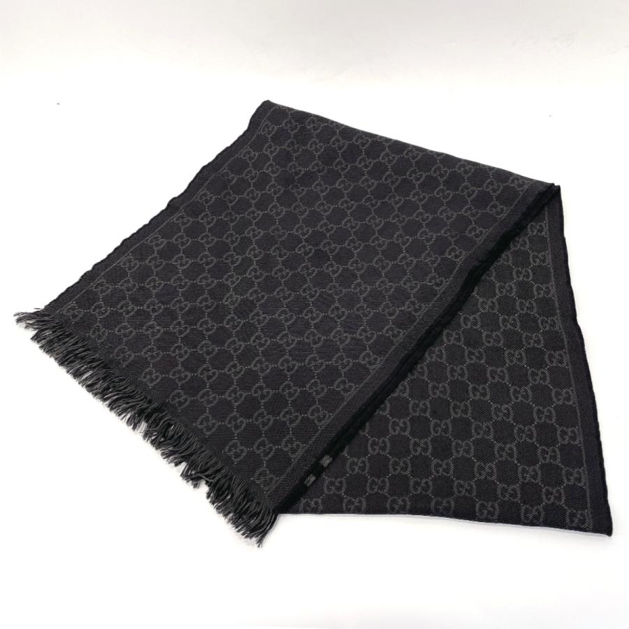 GUCCI（グッチ） マフラー ストール 508313 GG柄 ウール100% ブラック