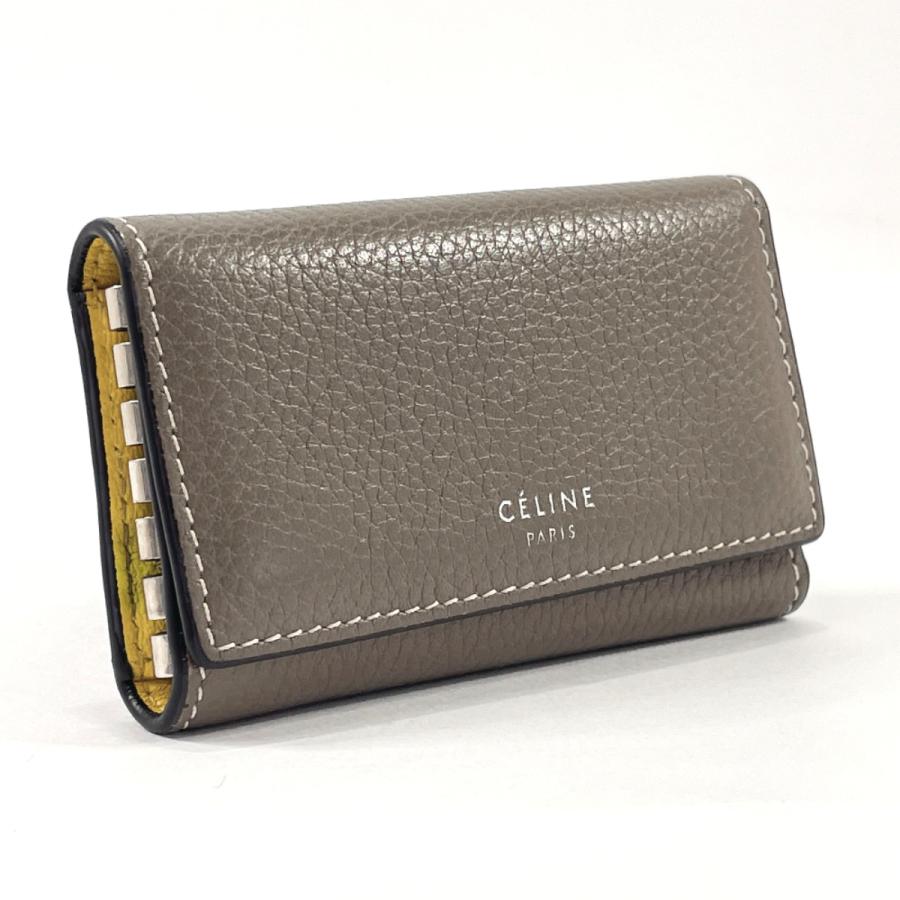 CELINE セリーヌ キーケース U-SD-0157 6連 レザー グレー CELINE セリーヌ キーケース U-SD-0157 6連 レザー グレー