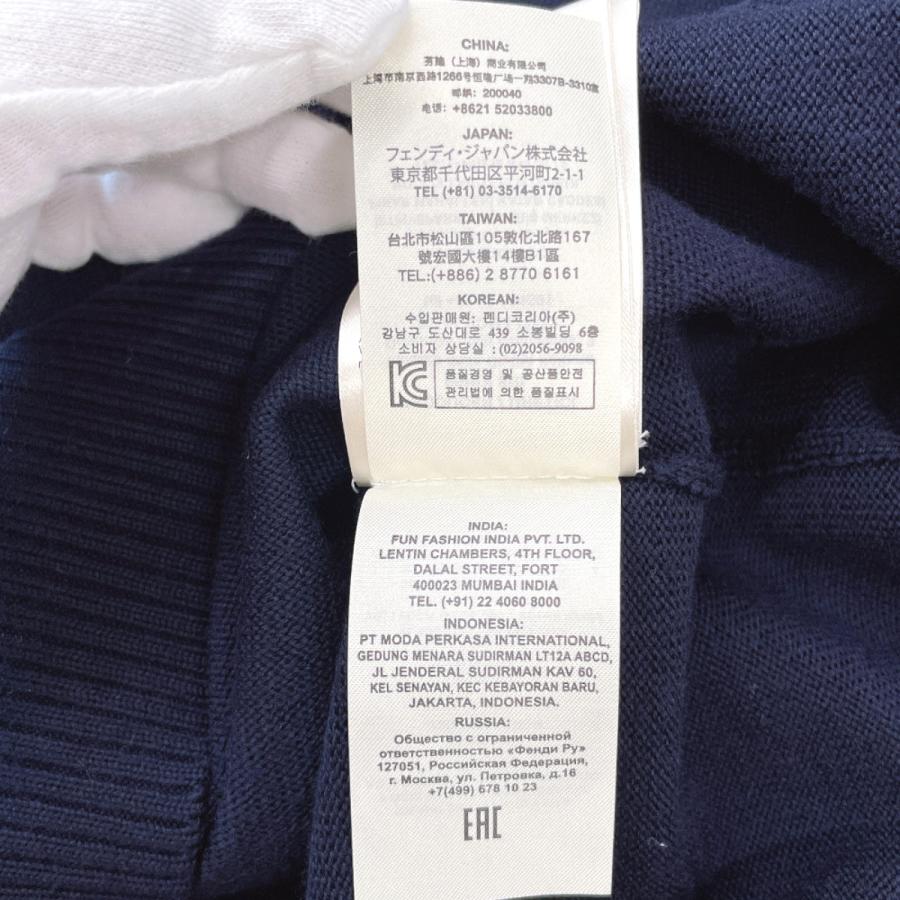 フェンディ FENDI デザイン ニット セーター ニットソー Vネック 38 FENDI（フェンディ） ニット A52V モンスターニット ウール ネイビー
