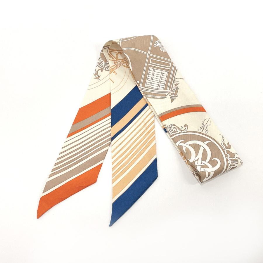 HERMES（エルメス） ツイリー シルク アイボリー バンドー 細め