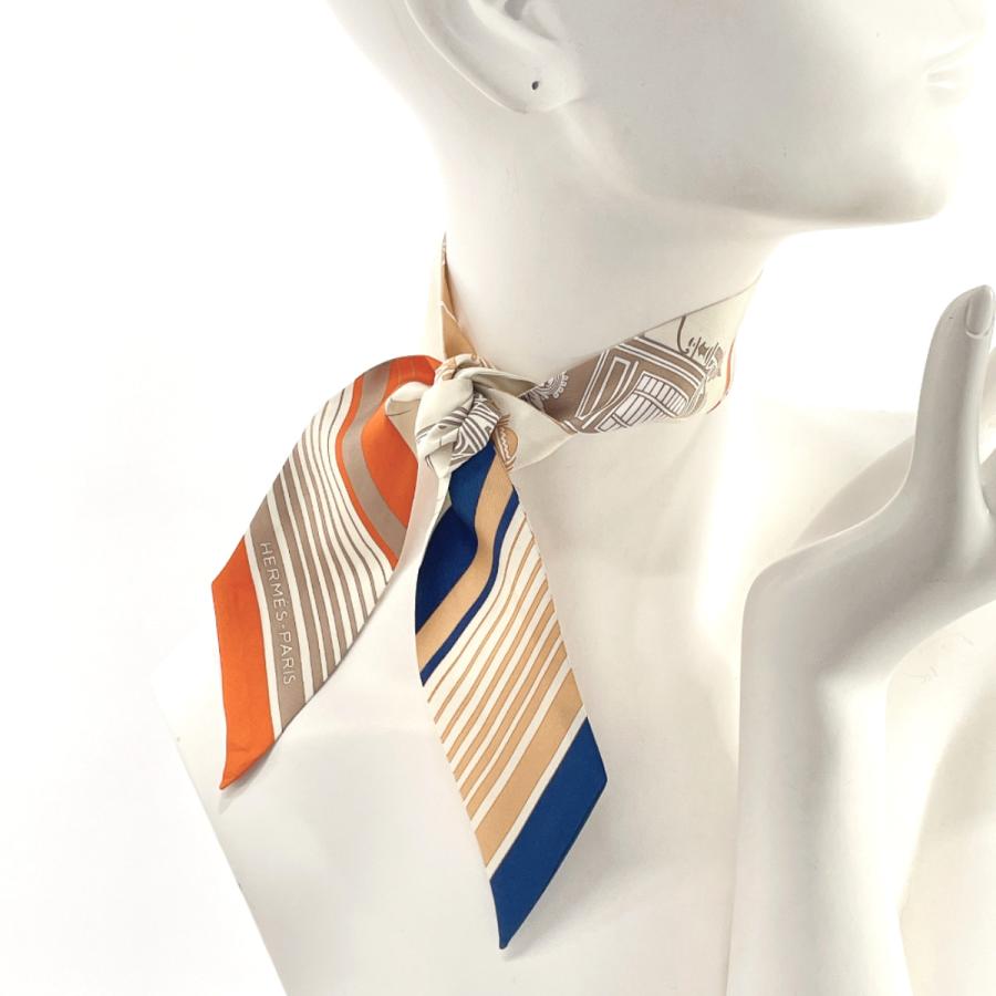 HERMES（エルメス） ツイリー シルク アイボリー バンドー 細め