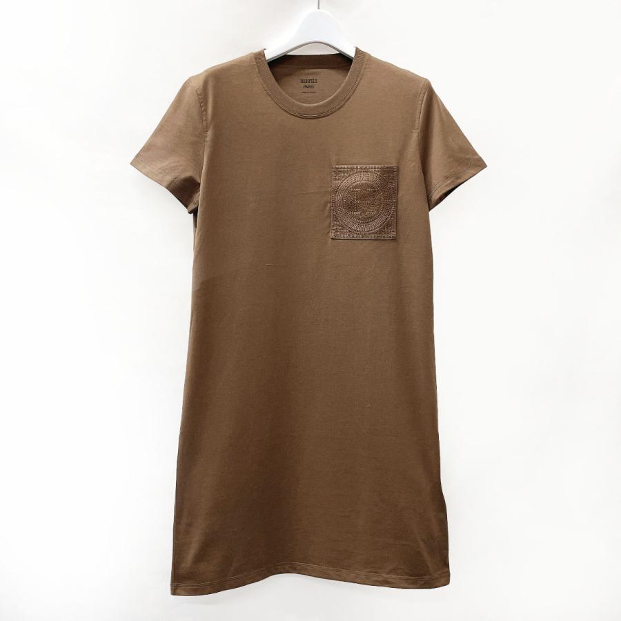 HERMES 未使用品 エルメス ワンピース 2H4512DU 刺繍入りポケット T 
