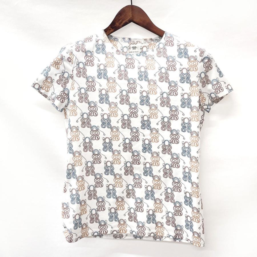HERMES エルメス 半袖Tシャツ ロープ柄 コットン ホワイト サイズ36 