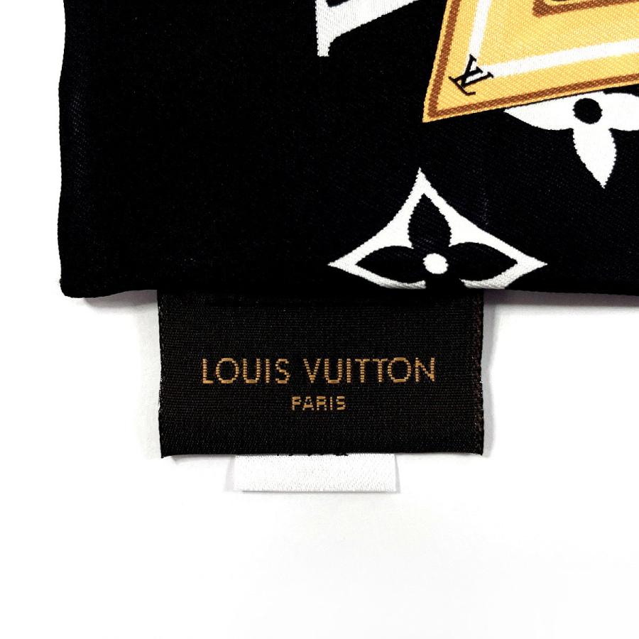 ルイヴィトン LOUIS VUITTON バンドー・モノグラム コンフィデンシャル スカーフ M78656 シルク100% ブラック/ホワイト 保存箱付き｜jpbrands｜05