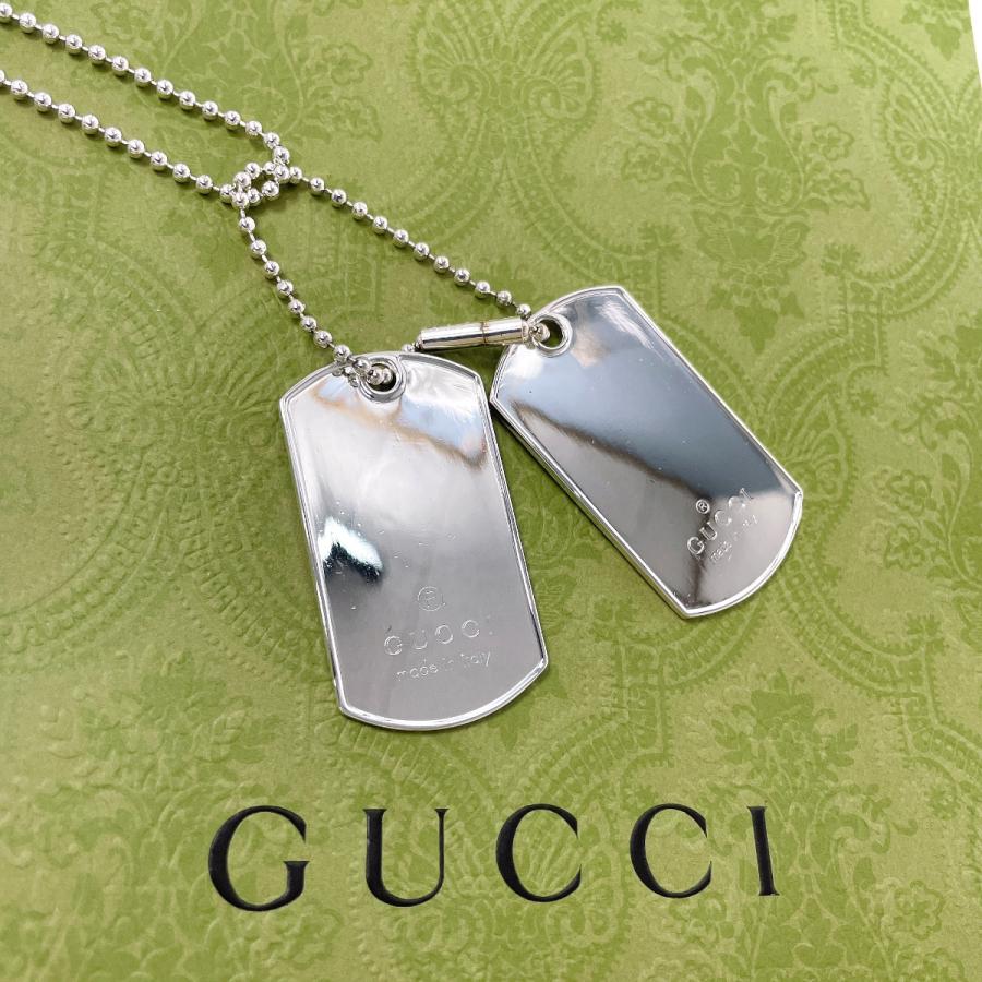 GUCCI ドッグタグ ネックレス シルバー925 GUCCI（グッチ） ドッグタグ ダブル プレート ペンダント ネックレス