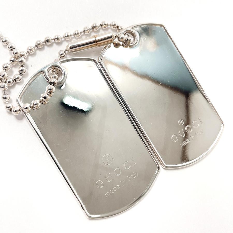 GUCCI ドッグタグ ネックレス シルバー925 GUCCI（グッチ） ドッグタグ ダブル プレート ペンダント ネックレス