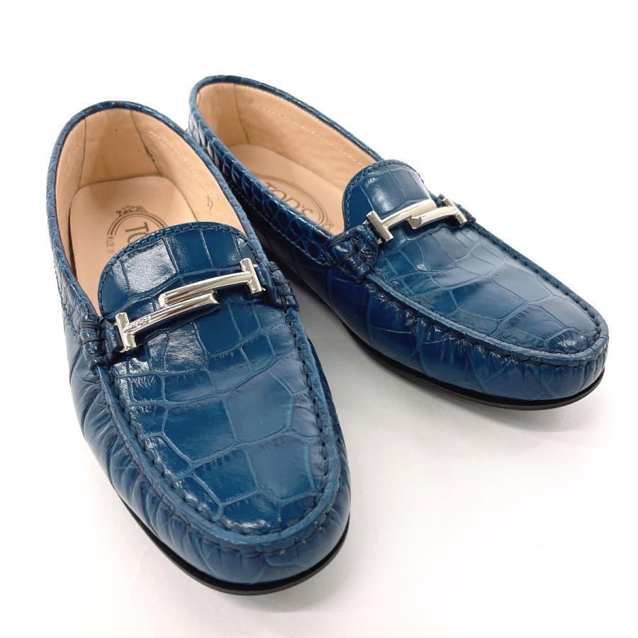 トッズ TOD'S ローファー ドライビングシューズ クロコ型押し レザー
