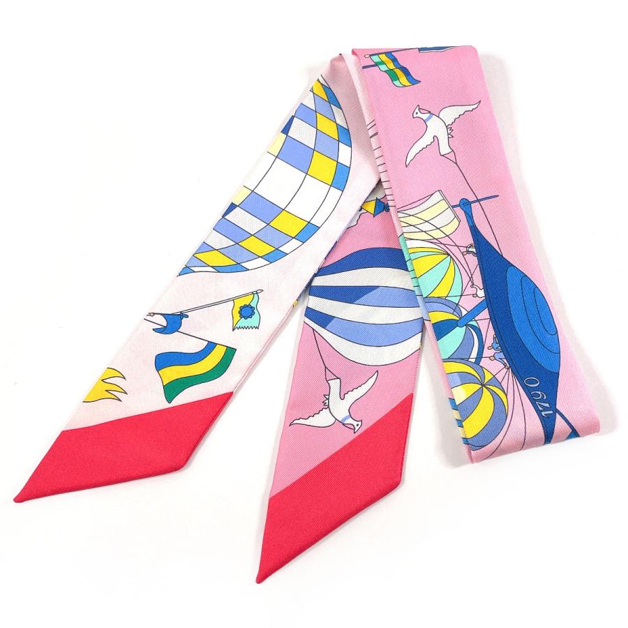 エルメス ツイリー 大空の狂気 気球柄 シルクスカーフ ピンク マルチカラー HERMES（エルメス） ツイリー LES FOLIES DU CIEL 大空の狂気 2022年
