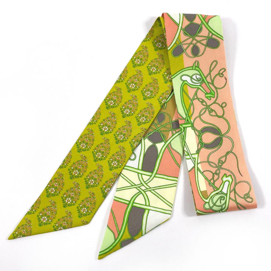 エルメス ツイリー COUP DE FOUET AU BLOC 鞭 スカーフ グリーン ブルー マルチカラー シルク レディース HERMES 【中古】 HERMES（エルメス） ツイリー COUP DE FOUET AU BLOC 鞭 ブロック