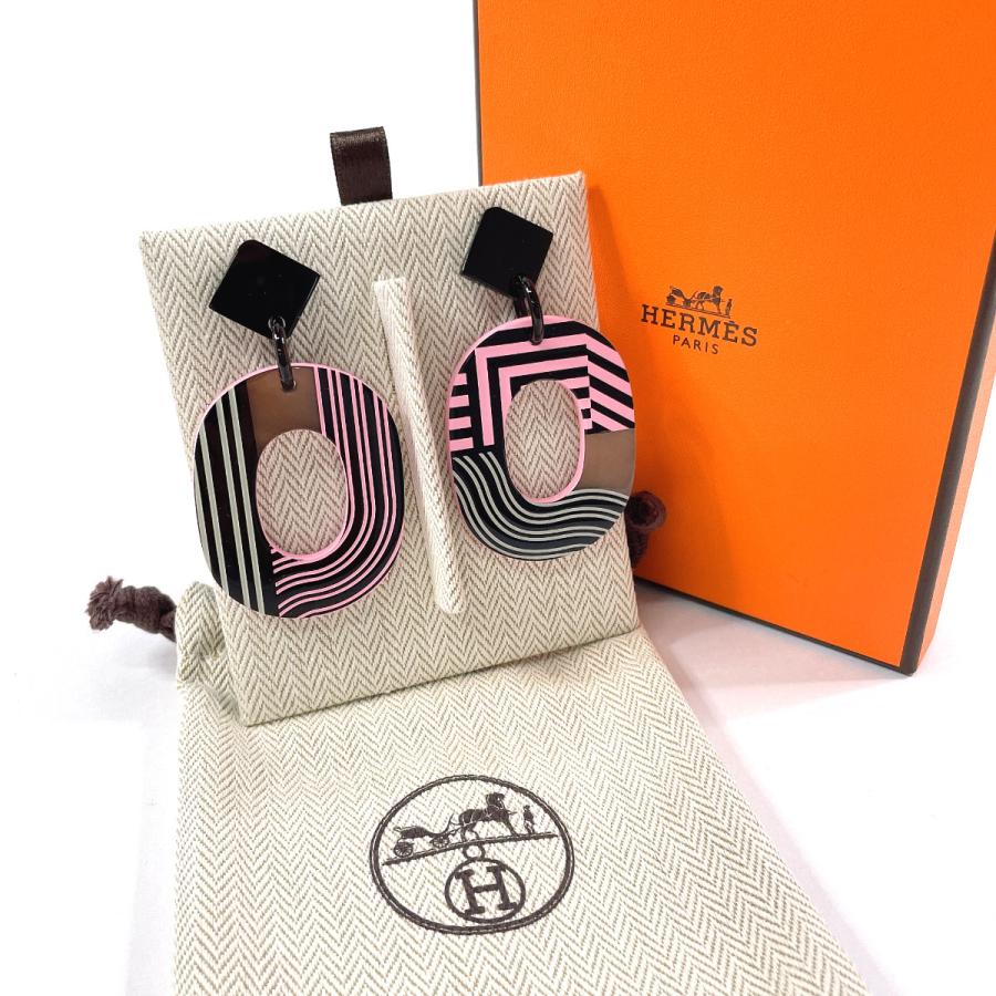 HERMES ピアス　イスム　バッファローホーン　ブラウン　ネイビー HERMES（エルメス） 新品 ピアス イスム ポップ ライン バッファロー