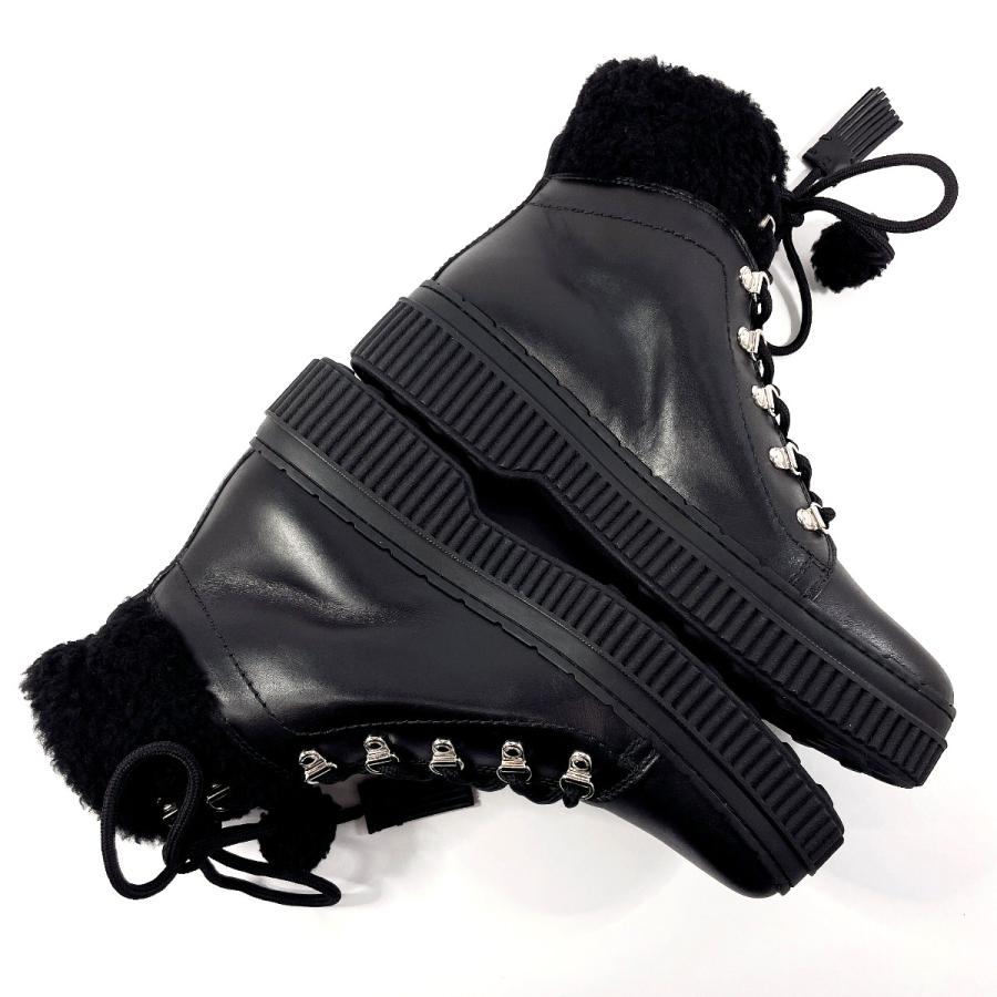 未使用品 トッズ TOD'S ブーツ レースアップブーツ ファー レザー