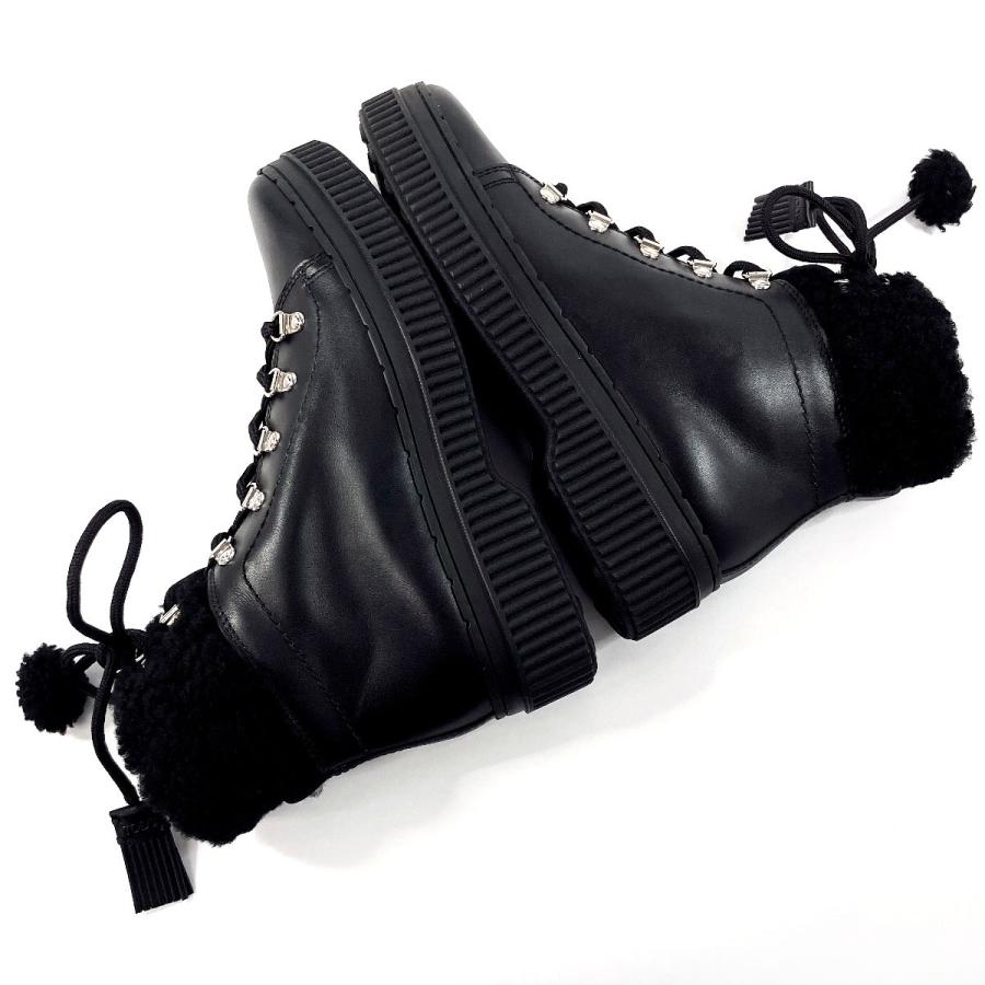 未使用品 トッズ TOD'S ブーツ レースアップブーツ ファー レザー