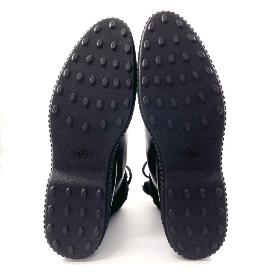 未使用品 トッズ TOD'S ブーツ レースアップブーツ ファー レザー