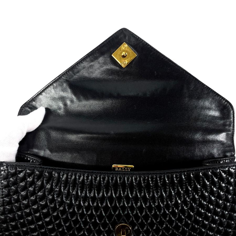 Bally（バリー） ハンドバッグ キルティング レザー ブラック ゴールド