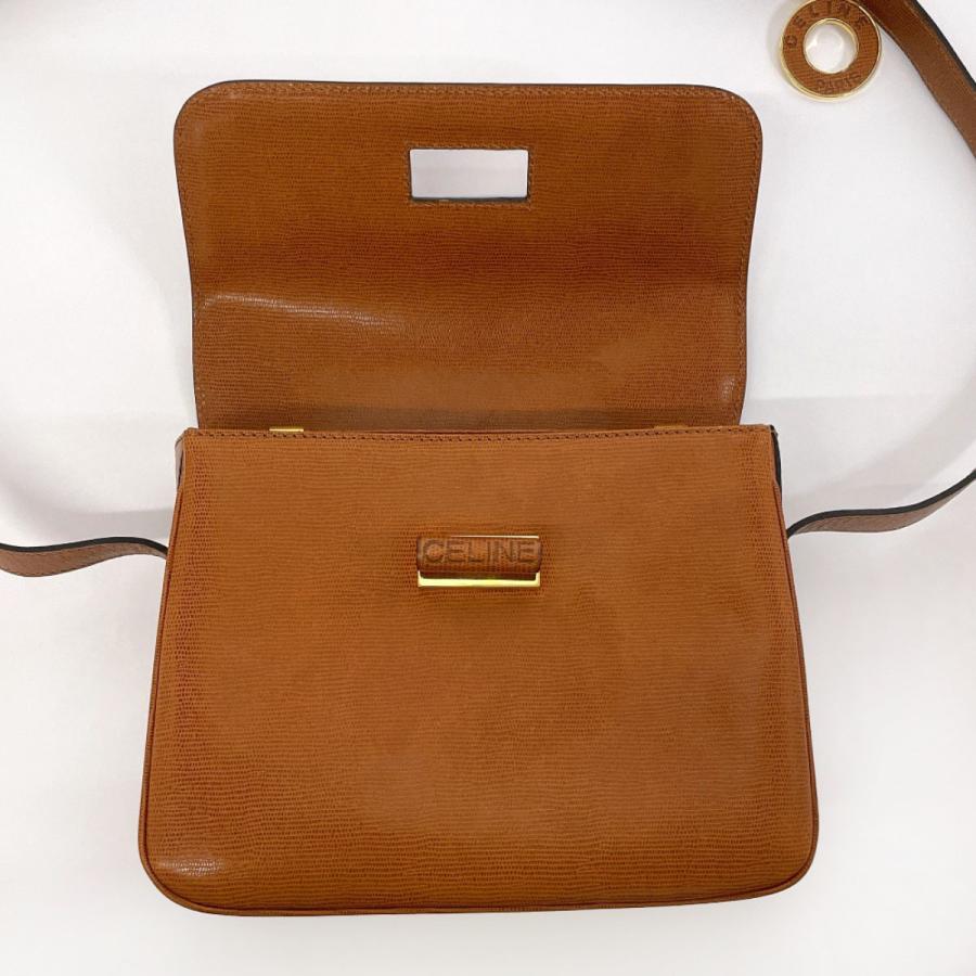CELINE（セリーヌ） ショルダーバッグ ロゴ 斜め掛け レザー ブラウン