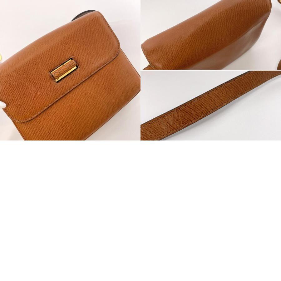 CELINE（セリーヌ） ショルダーバッグ ロゴ 斜め掛け レザー ブラウン