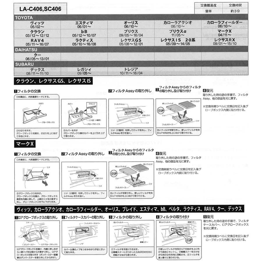 エアコンフィルター レクサス HS トヨタ車 LA-SC406 ウイルス 抗菌 花粉｜jpitshop｜05