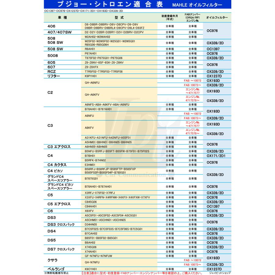 プジョー シトロエン オイルフィルター 1007 206 207 307 308 プジョー シトロエン オイルフィルター 1007 206 207 307 308