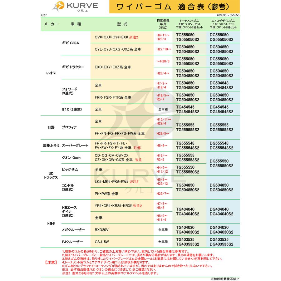 日野自動車 【確認事項必須】替えゴム エアロ デザイン ワイパー用