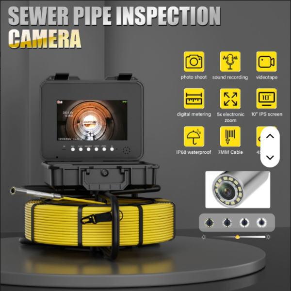 プロ用 下水道管カメラ 7mm×100m 10.1インチ 1080P DVR 自動水平調整 512Hzトランスミッター 配管検査 工業用スコープ |  | 02