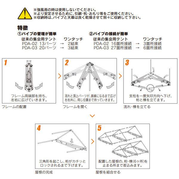 中津TENT　パイプテント　ワンタッチテント　軽量タイプ２号型　1.5×2間　PWH-02　＜2023NP＞