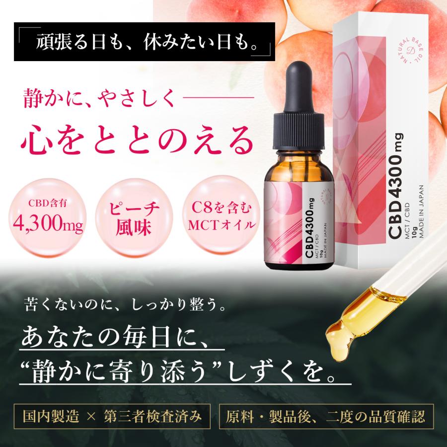 HEMP LEAD（ヘンプリード） CBDオイル 高濃度 4300mg 10g ピーチ