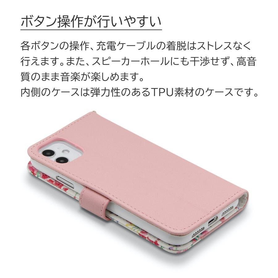 iPhone14 ケース 手帳型 iPhone13 iPhone12 ケース スマホケース iPhone11 iPhone SE3 SE2 13mini 12mini 12Pro XR ケース ストラップ付き 手帳 花柄｜jprince｜19