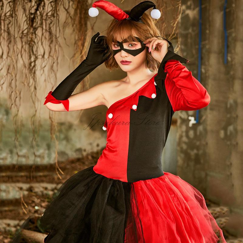 大人のハロウィン衣装osplay赤と黒のピエロ映画のヒーローキャラクター紅白パッチワークのポンポンスカートのパフォーマンス衣装パーティー演劇 舞台着 wsj12 Jpsakura Store 通販 Yahoo ショッピング