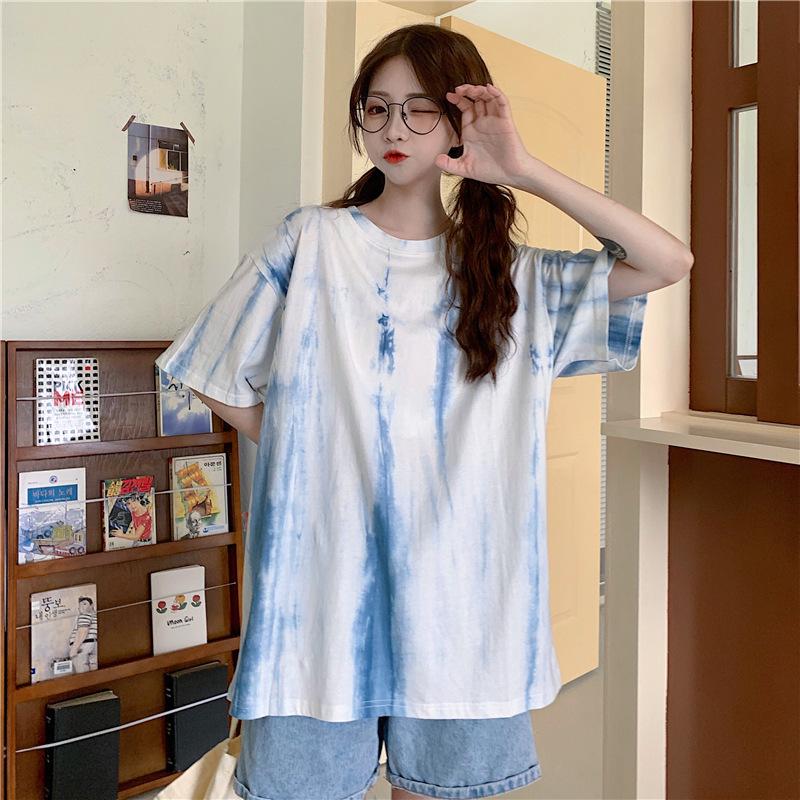 Tシャツ レディース タイダイ柄 半袖 夏 ゆるい トップス 韓国ファッション 原宿系 Bf風 ヒップホップ ダンス ストリート風 カジュアル30kz15 一流の品質