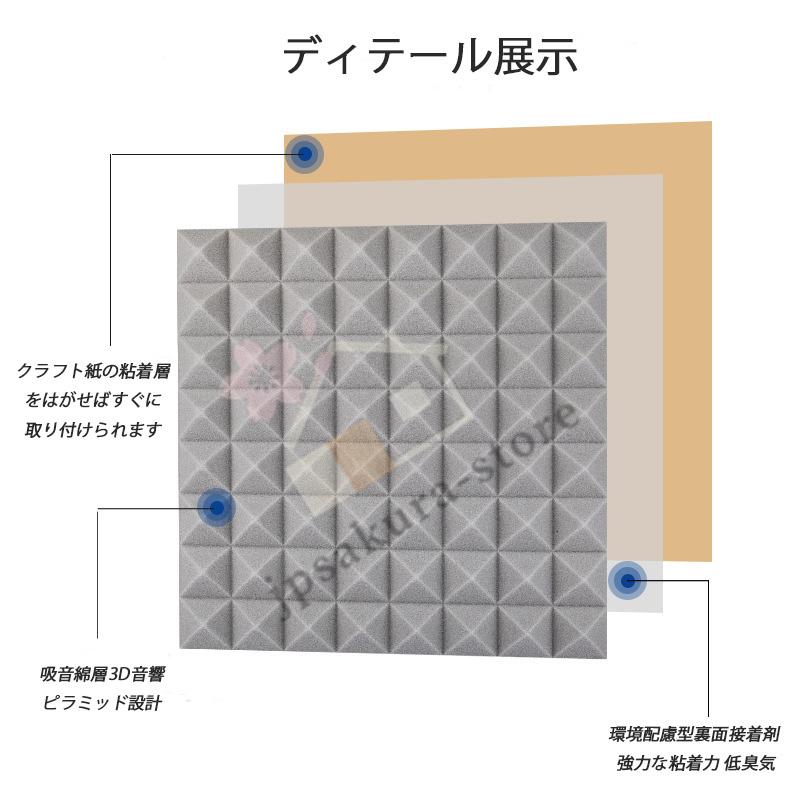 大ピラミッド形状遮音吸音材 50x50cm 厚み5/8cm シングルチップ