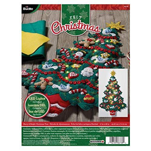 Merry & Bright Christmas Tree Wall Hanging Felt Applique Kit-38cm x 80cm | 