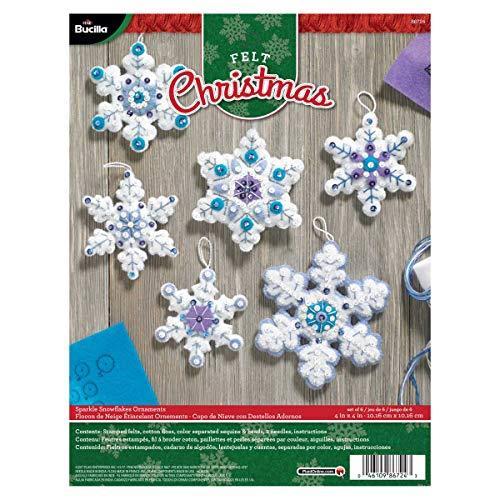 (Sparkle Snowflake) - Bucilla Ornament Kit  10cm x 10cm Set of 6 | 