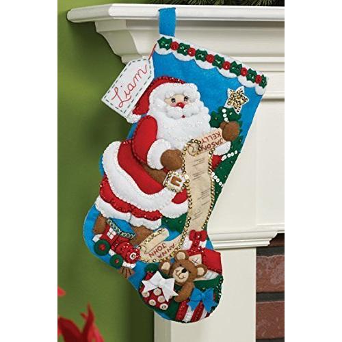 Bucilla 86481 Felt Applique Stocking Kit (16-Inch)  Santa List & Toy Bag | 