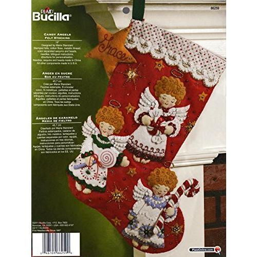 Bucilla18インチクリスマスソックスフェルトアップリケキット86259キャンディエンジェル | 